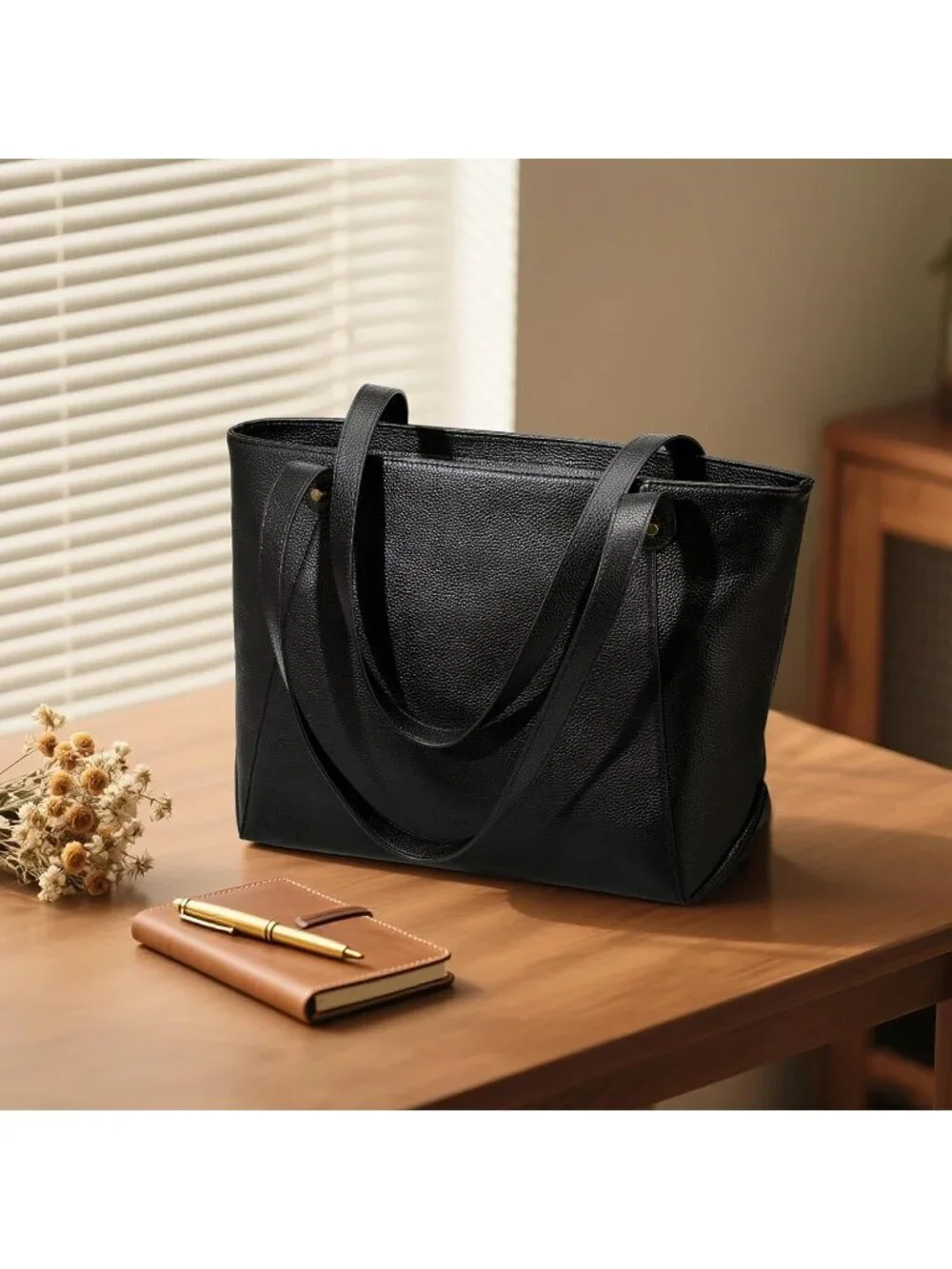 Women Z1-black  Leather Shoulder Satchel Laptop Compartment Bag